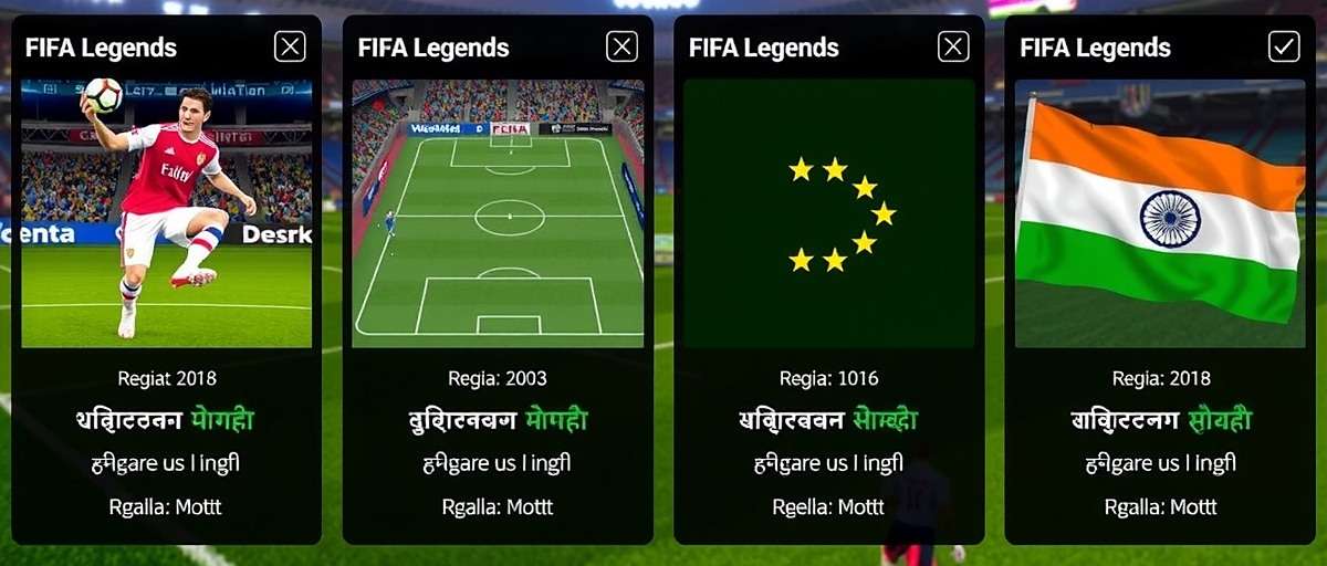 Indian FIFA Legends regional versions showing different Indian language options